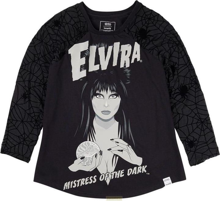 Actual product image Loungefly Elivira by Tee T-Shirt Unisex Shirred Raglan Size M (M)