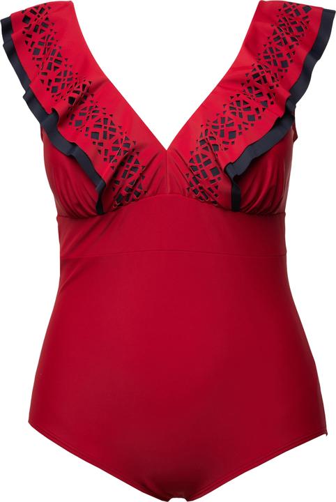 Produktbild Ulla Popken Badeanzug, Volants, Lasercut, V-Ausschnitt, Softcups (62)