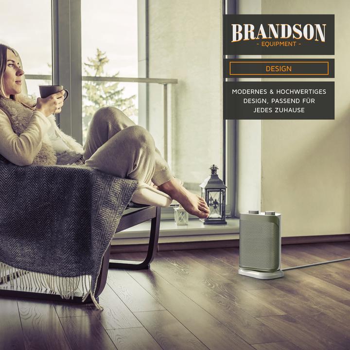 Produktbild Brandson Keramik Heizlüfter, Keramikheizlüfter mit Oszilationsfunktion, Bad Keramikheizgerät, weiss (1500 W)