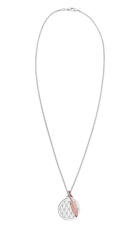 Actual product image Elli mit Lebensblume Feder Anhänger Bi-Color Silber (Sterling Silver, 45 cm)