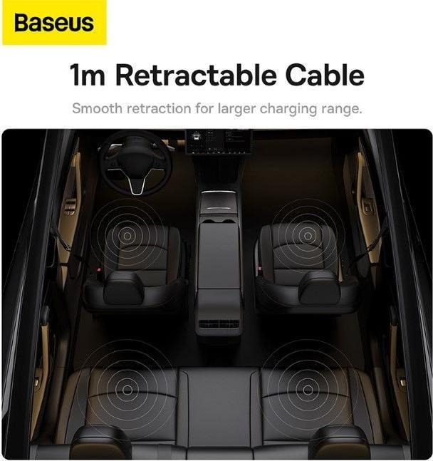 Produktbild Baseus T-Space Series USB-HUB für Tesla Model 3 / Y mit integriertem 45-W-USB-C-Kabel – Schwarz