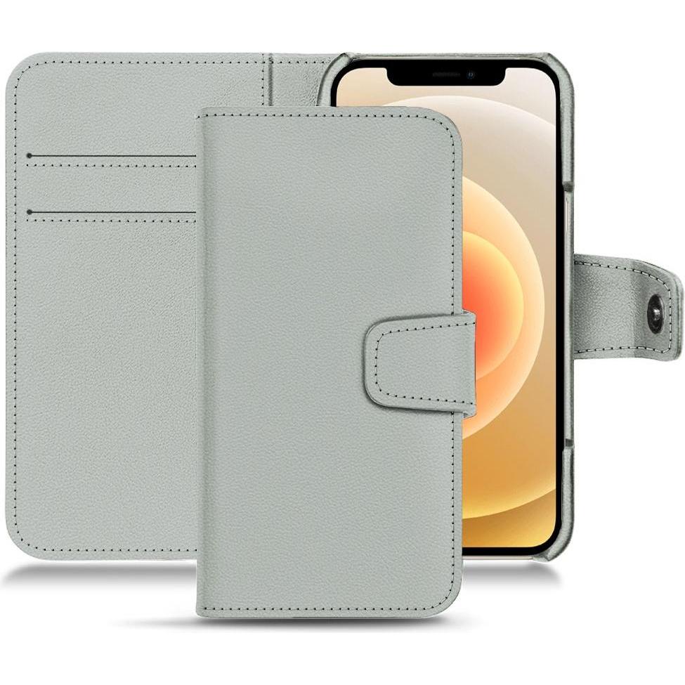 Noreve Lederschutzhülle Wallet (Apple iPhone 12 mini), Smartphone Hülle, Grau