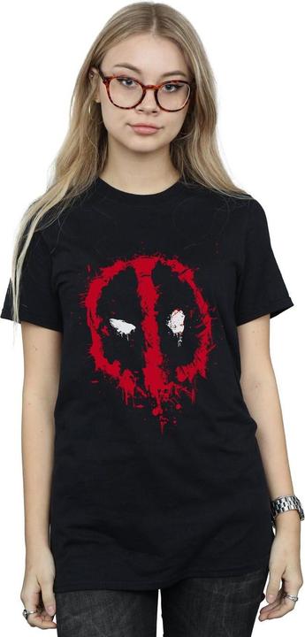 Actual product image Womens/Ladies Deadpool Splat Face Cotton Boyfriend T-Shirt (L)