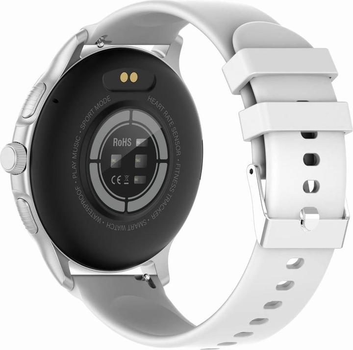 Produktbild Gravity Damen-Smartwatch GT12-8, weisses Silikonarmband + silbernes Armband