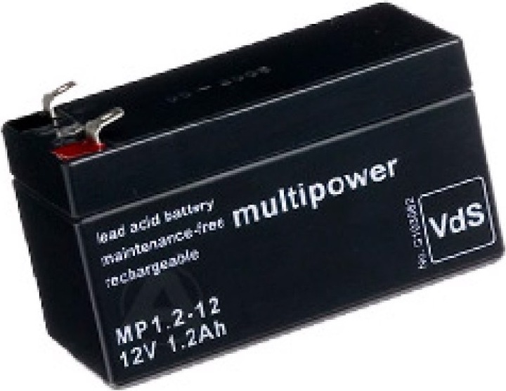 Actual product image Multipower Battery MP1.2-12 Lead acid battery with 4,8mm Faston contacts (12 V, 1.20 Ah)