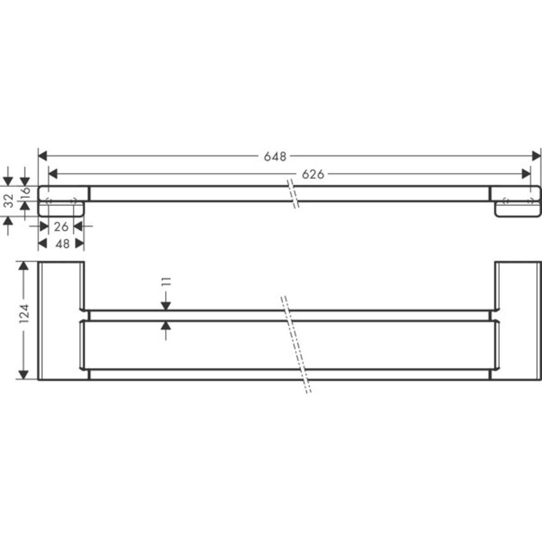 Thumbnail - hansgrohe, Handtuchhalter + Handtuchhaken, HG Doppelbadetuchhalter AddStoris 648mm brushed black