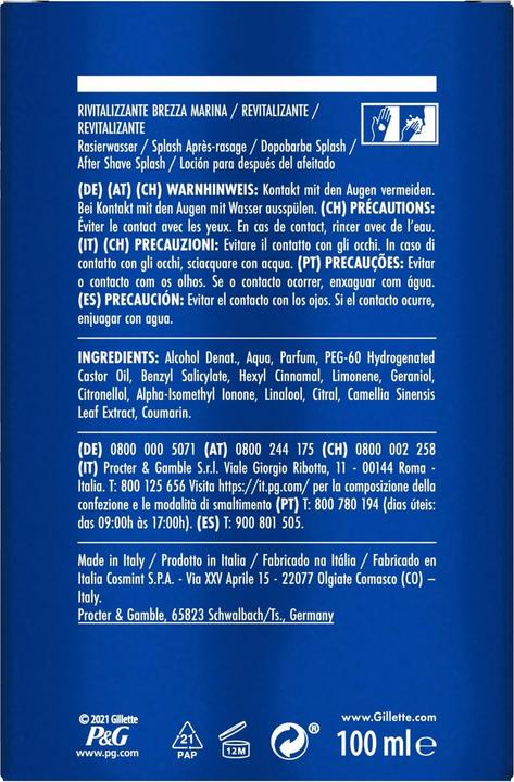 Produktbild Gillette After Shave Splash Revitalizing Sea Mist (Rasierwasser, 100 ml)
