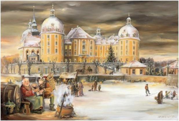 Olewinski & Tochter 2918 - Weihnachtspostkarte Moritzburg (1 Stk.)