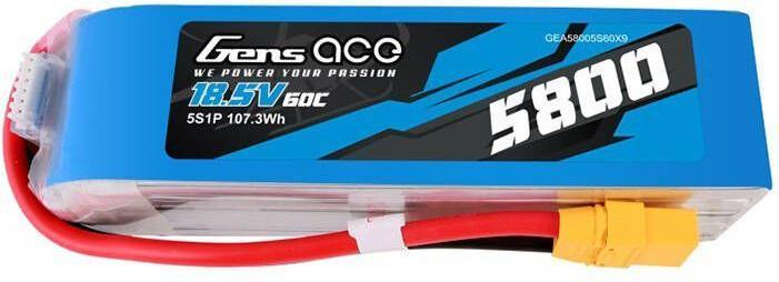 Image du produit Gens Ace 5800mAh 60C 18.5V 5S1P Pack de batteries Lipo avec connecteur XT90 (18.50 V, 5800 mAh)