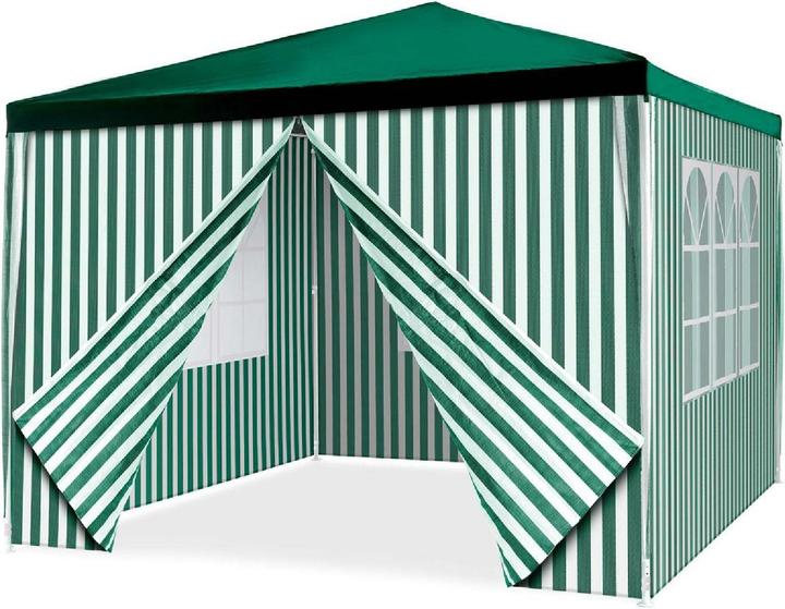 Actual product image VCM Pavillon Partyzelt 3x3m grün weiss wasserdicht 4 Seitenteile Gartenzelt Eventzelt (300 cm, 300 cm)