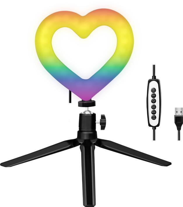 Actual product image LogiLink Heart-shaped LED stand with lighting control 15 RGB colour modes, 17 dynamic lighting effects
