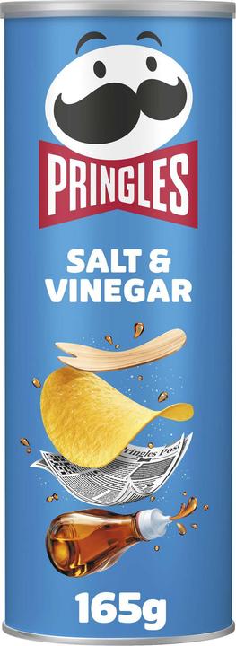 Actual product image Pringles Salt & Vinegar 165g stacked crisps with salt and vinegar flavour. Suitable for vegetarians. (165 g)