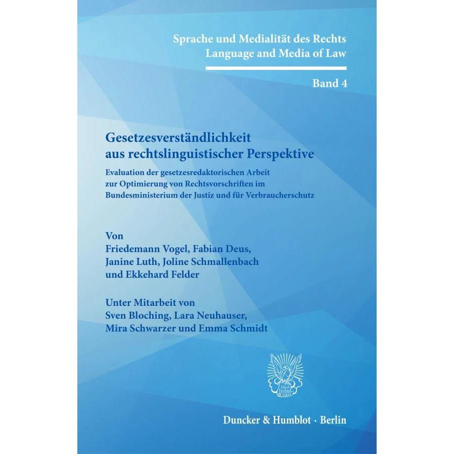 Thumbnail - Gesetzesverständlichkeit aus rechtslinguistischer Perspektive., Fachbücher von Ekkehard Felder, Janine Luth, Joline Schm...