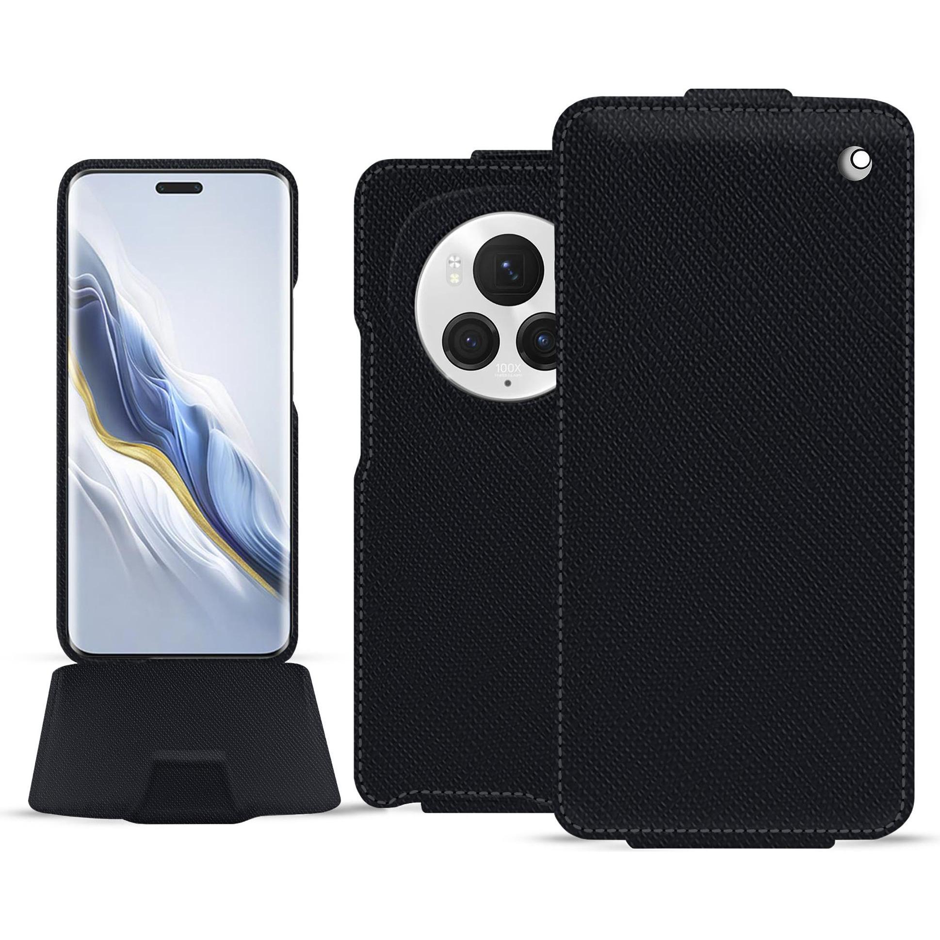 Noreve Lederschutzhülle vertikal (Honor Magic6 Pro), Smartphone Hülle, Schwarz