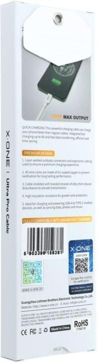 Produktbild X-One Kabel USB A auf Typ C 6A 120W Ultra Pro XIAOMI (Originalchip) 1 m (1 m)