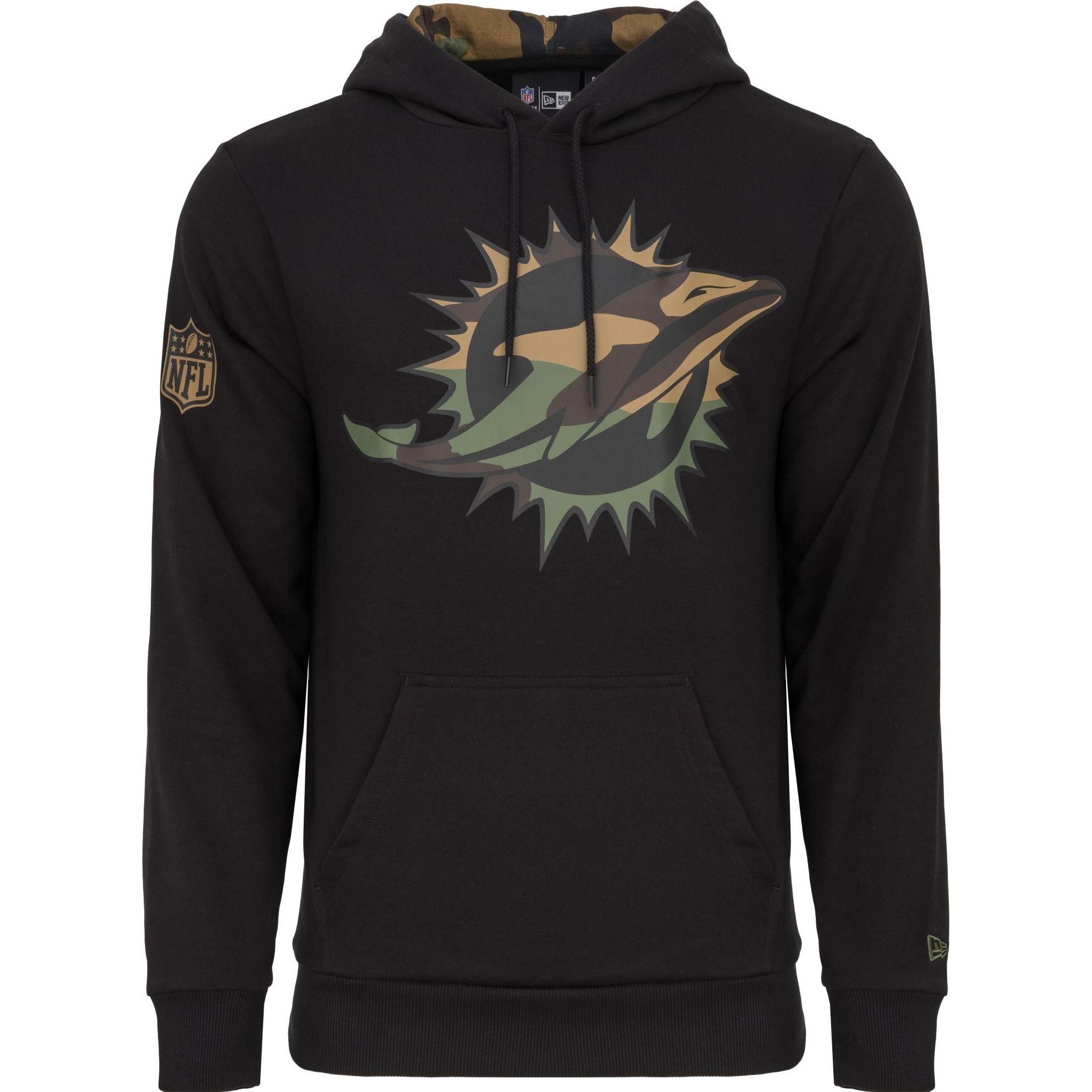 New Era, Herren, Pullover, Fleece Hoody - NFL Miami Dolphins schwarz camo - XXL, Schwarz, (XXL)