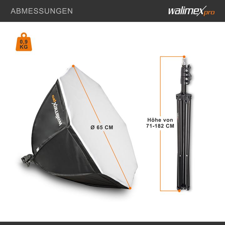 Immagine prodotto Walimex pro LED 60W Octagon (Riflettore ad ombrello, 65 cm)