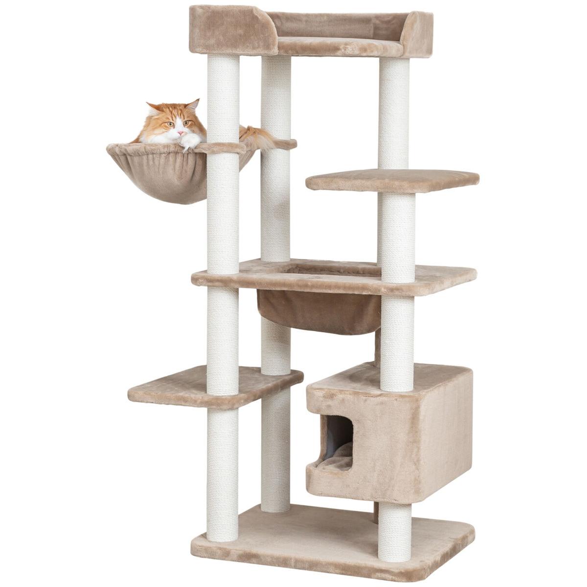 Trixie Kratzbaum für Katzen XXL Brunna Taupe 165 cm (165 cm, Bianco, Marrone), Albero tiragraffi per gatti