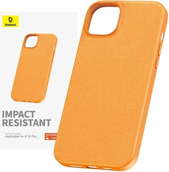 Baseus Phone Case for iPhone 15 Plus Fauxther Series (Orange