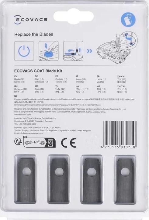 Immagine prodotto Ecovacs Kit di lame di ricambio (Robot falciante, Lame per tosaerba + lame di ricambio per macchine da giardino)