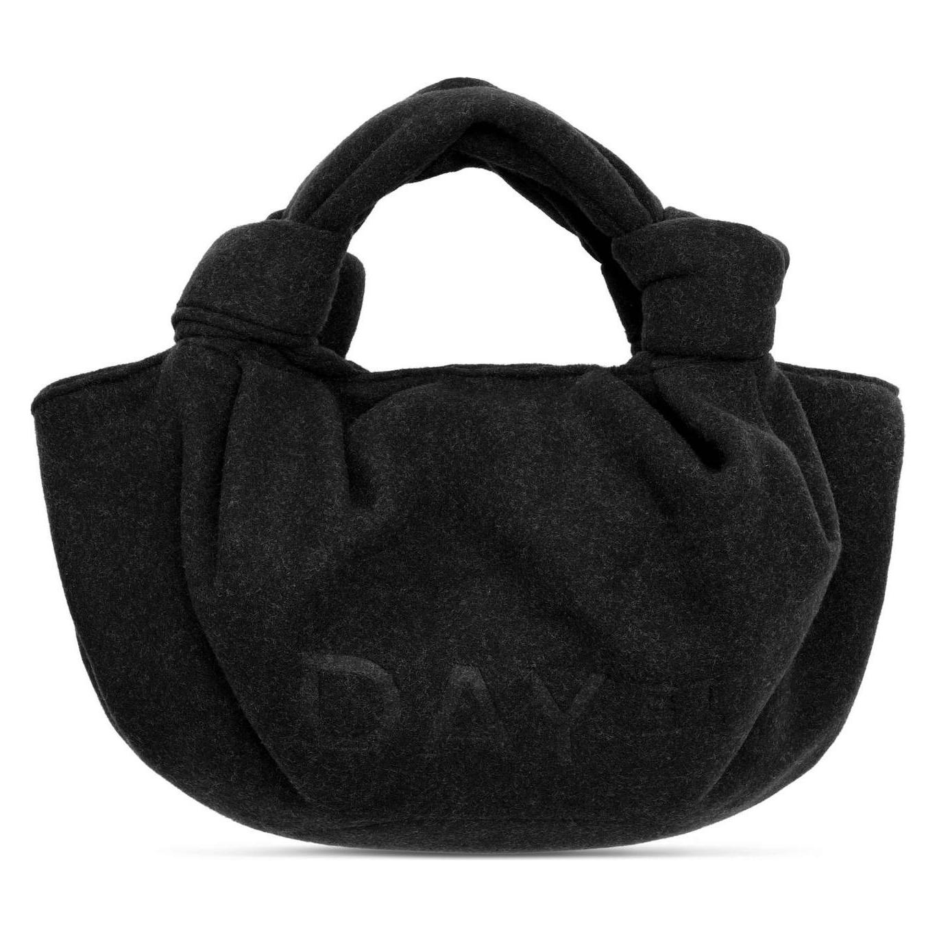 Day Et, Damen, Handtasche, Woolen Knotty Pouch, Grau, Schwarz