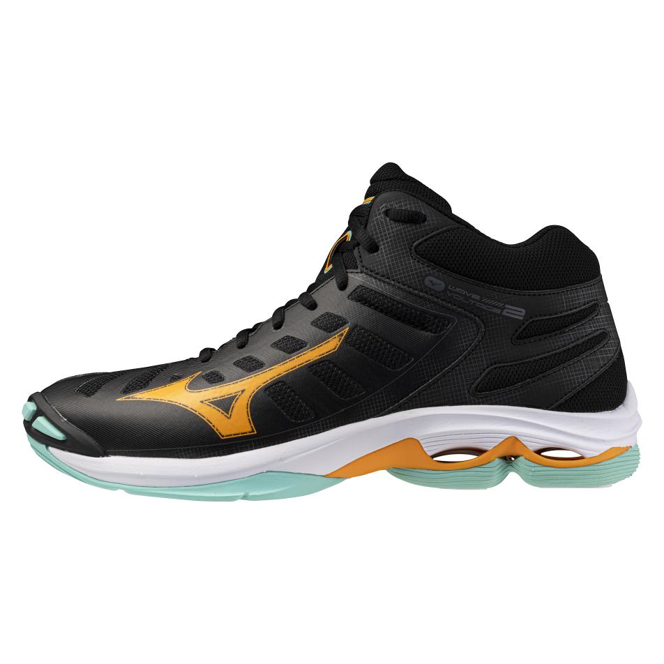 Mizuno, Unisex, Hallenschuhe, Wave Voltage 2 Mid (39), Grün, Orange, Schwarz