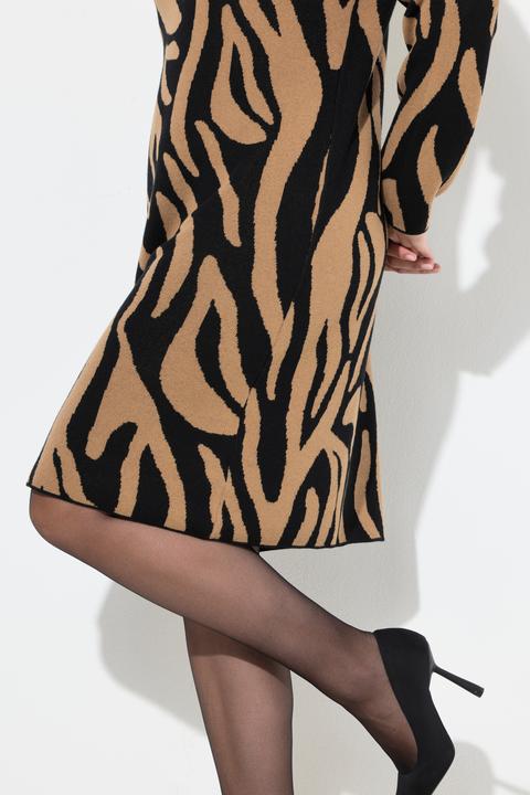 Produktbild Ulla Popken Strickkleid, Zebra, Oversized, Stehkragen, Langarm (56)