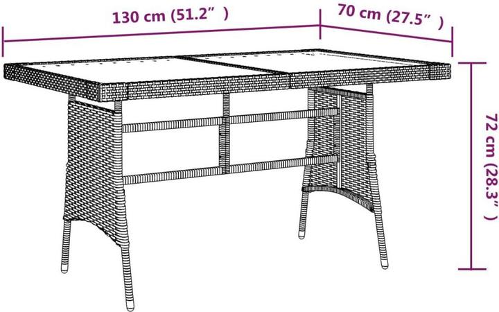 Produktbild vidaXL Gartentisch (130 x 70 x 72 cm)