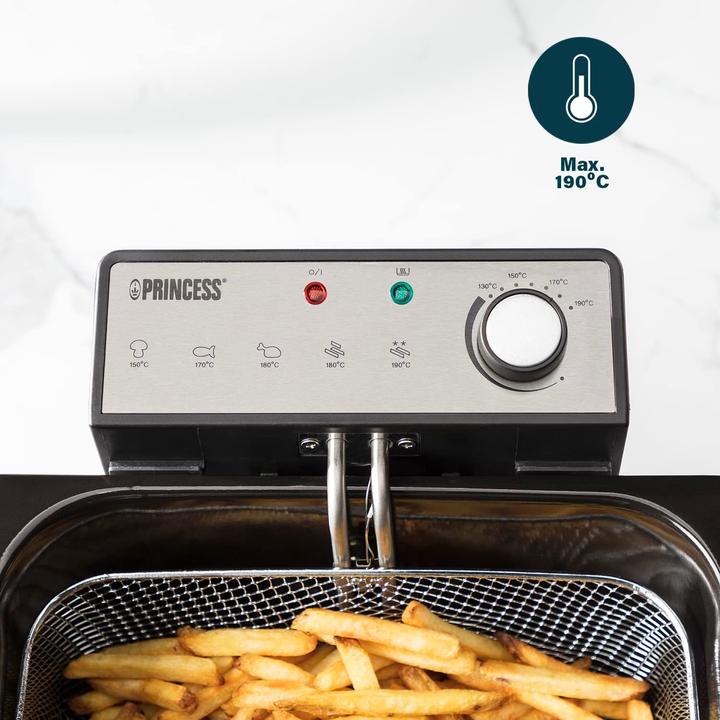 Actual product image Princess Deep fryer - 3270 watts, 5 liters, thermostat, 3 frying baskets, cold zone, 6-7 people, 185000
