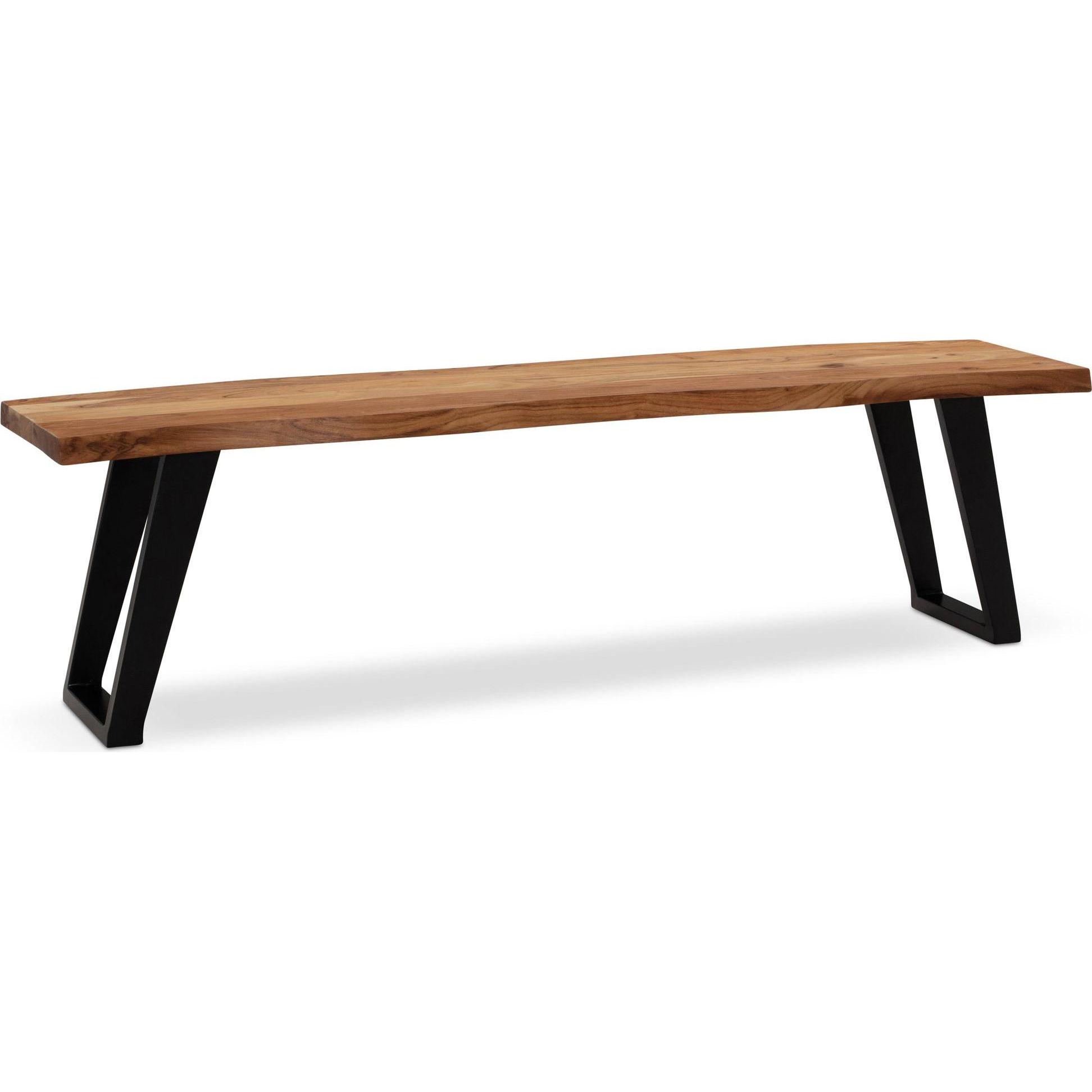 FineBuy, Sitzbank, Esszimmerbank Sitzbank 180 cm Akazie Massivholz Essbank Baumkante Gross (180 cm)