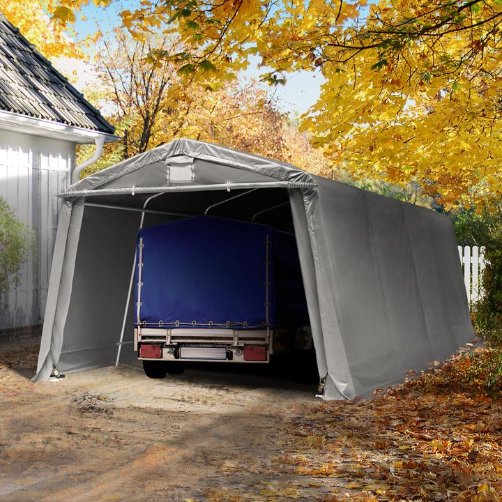 Toolport Zeltgarage ca. 3,3 x 6,2 m PREMIUM Carport PE 600 N Plane Unterstand Lagerzelt Garage in dunkelgrau