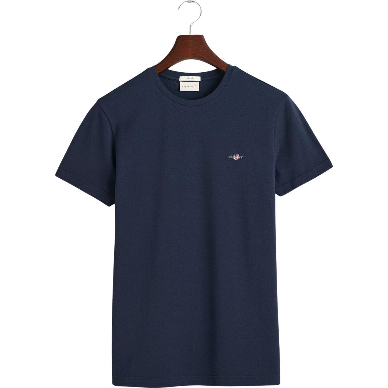 GANT, Herren, Shirt, Slim Fit Pique-T-Shirt, Blau, (XXL)