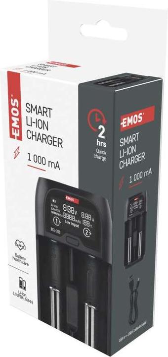 Immagine prodotto Emos Caricabatterie universale per batterie agli ioni di litio BCL-20D (1 pz., 10440, C, AA, AAA, Caricabatterie senza batteria)