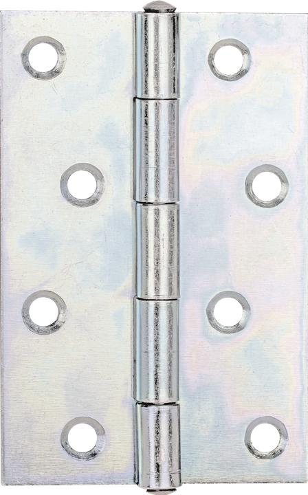 Actual product image Alberts Half-width hinge with riveted brass pin, 101 x 65 mm, galvanised yellow