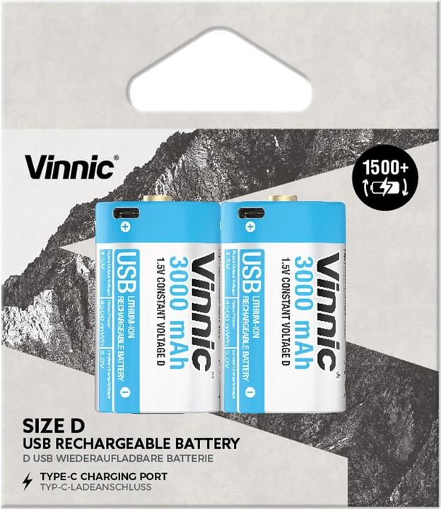Actual product image Vinnic USB Rech. Batterie (C, 3000 mAh)