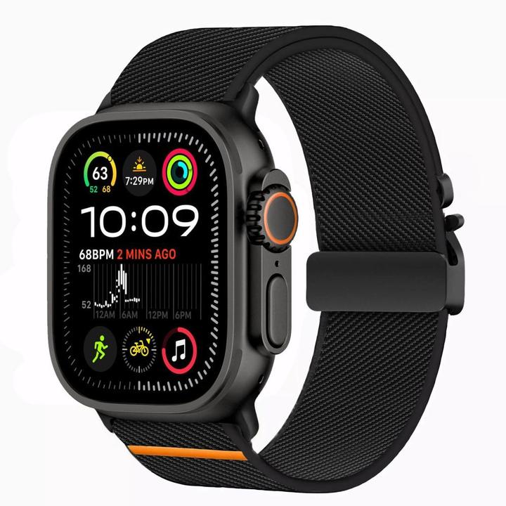Produktbild 4Kom Nylon Clasp for Apple Watch 44 / 45 / 46 / 49 mm - Black (Nylon)