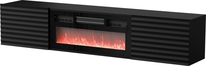 Produktbild Cama RTV Schrank TULA 183x35x37 schwarz matt + schwarzer Kamin (183 x 35 x 37 cm)