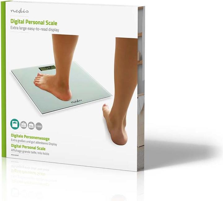 Actual product image Nedis Personal scale | Digital | White | Tempered glass | Max. weighing capacity: 150 kg (150 kg)