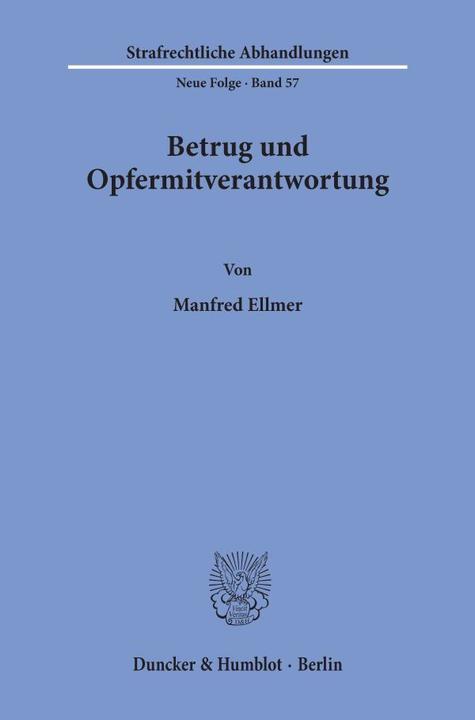 Produktbild Betrug und Opfermitverantwortung (Deutsch, Manfred Ellmer, 1986)
