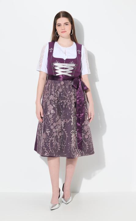 Immagine prodotto Ulla Popken Abito in tradizionale stile Dirndl con taglio smanicato, ricami, allacciatura e scollo rettangolare (60)