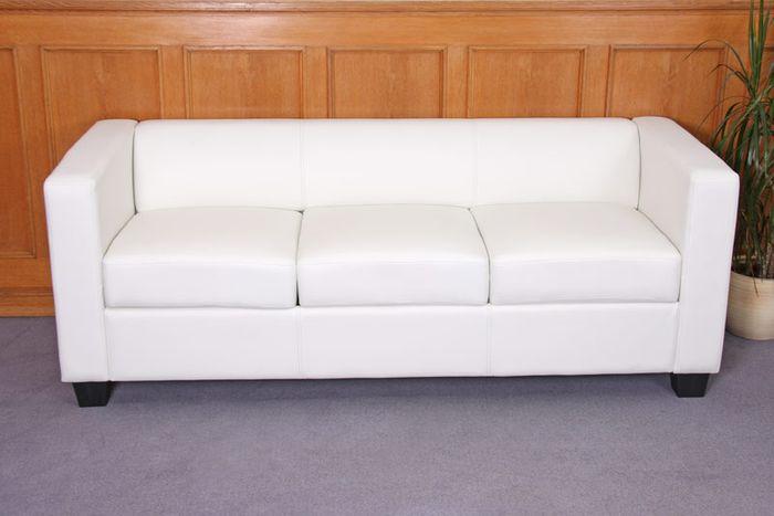 Immagine prodotto Mendler Divano a 3 posti Divano Loungesofa Lille in finta pelle, bianco (3 posti)