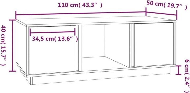 Produktbild vidaXL Couchtisch Honigbraun 110x50x40cm Massivholz Kiefer Beistelltisch Tisch