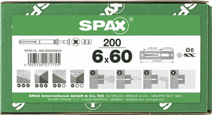 Actual product image Spax Nail Dowel Countersunk Head Z2 (200 pcs.)