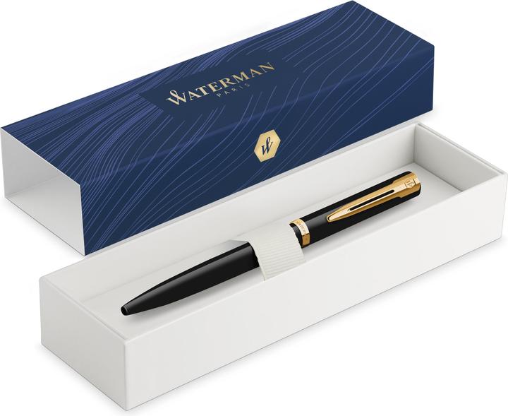 Actual product image Waterman Kugelschreiber IMPRESSION schwarzer Lack GT M Blau Geschenkbox (1x)
