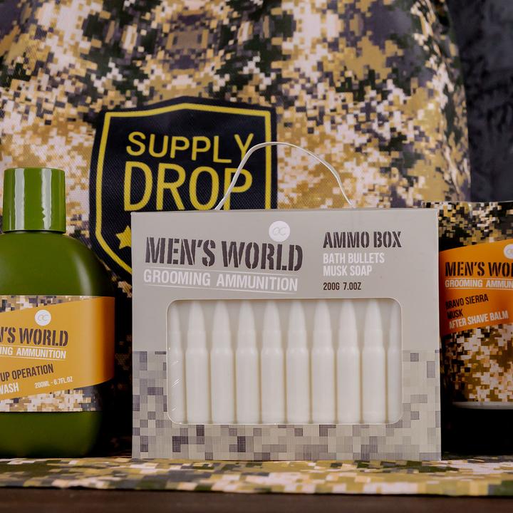 Actual product image Accentra MEN'S WORLD soap in ammunition form in gift box, 200g, fragrance: Oak & Amber, colour: (Hard soap)