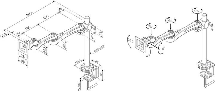Produktbild Roline LCD-Monitorarm mit Trägerstange (Tisch, 32")