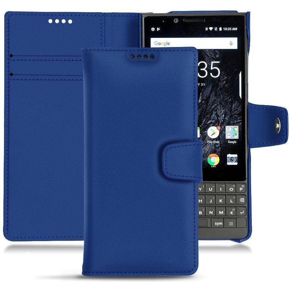 Noreve Lederschutzhülle Wallet (Blackberry KEY2), Smartphone Hülle, Blau