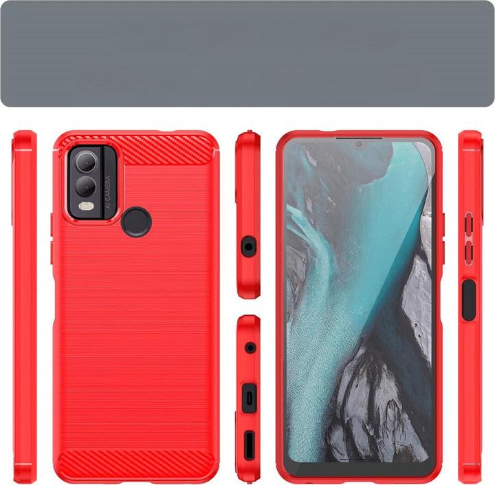 Produktbild Cover-Discount Nokia C22 - Metall Carbon Look Hülle rot (Nokia C22)
