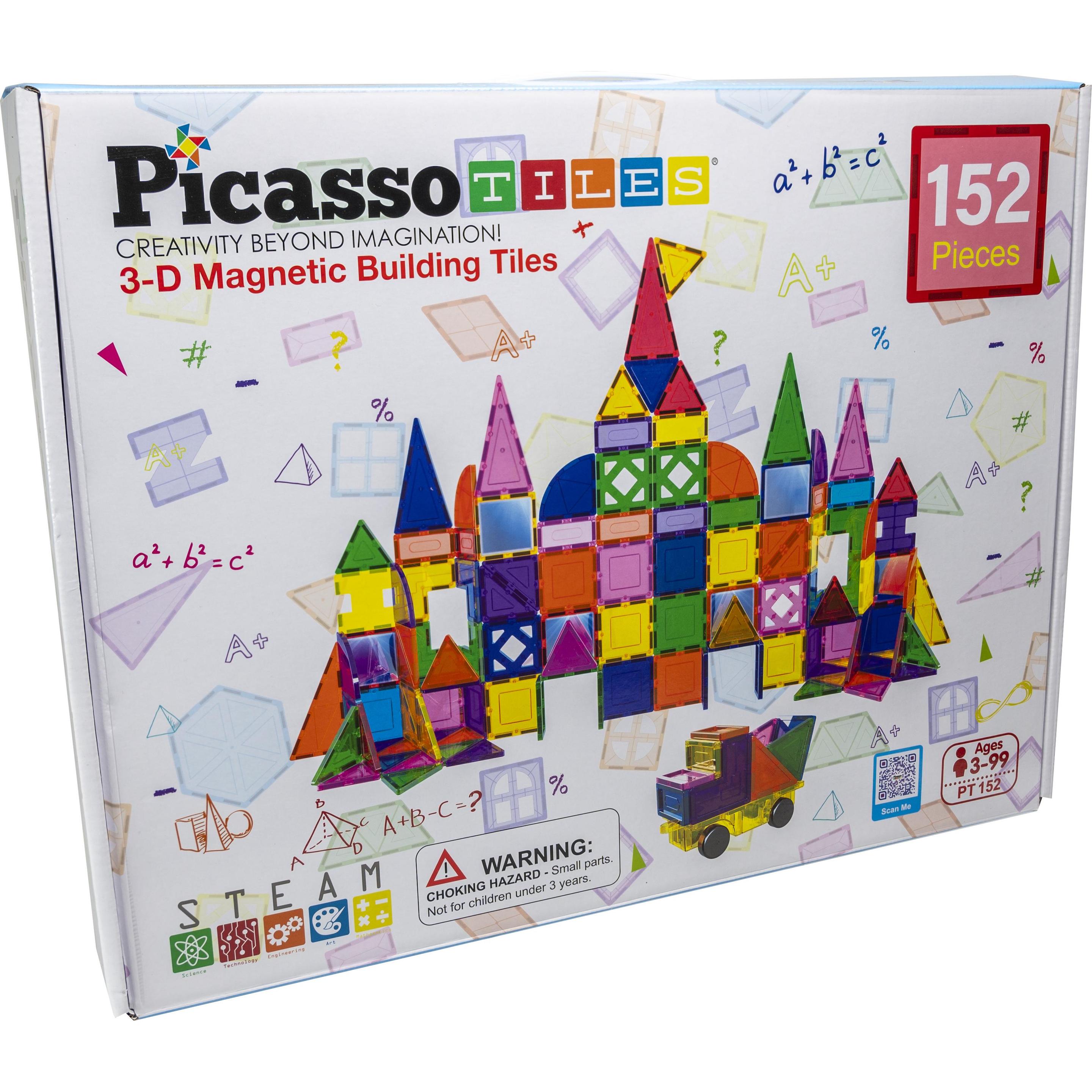 PicassoTiles Picasso Tiles - 3-D Magnetic Building Set (152 pcs) (PT152)