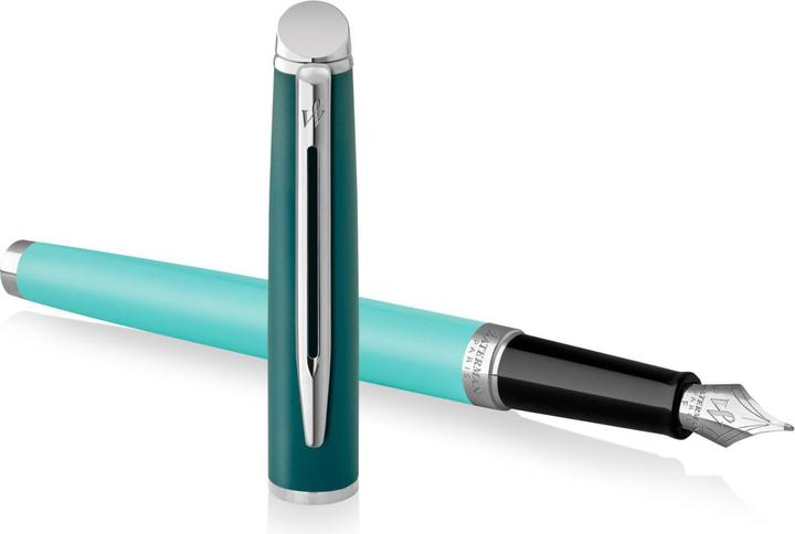 Actual product image Waterman Fountain Pen Hemisphere Colour Blocking Green C.C. F blue gift box (Silver, Green, 1 x)